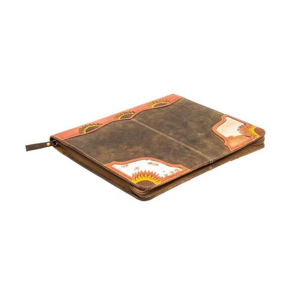 Myra Bag Handmade Leather Journal Upcycled Canvas & Cowhide Leather - Picture 3 of 4